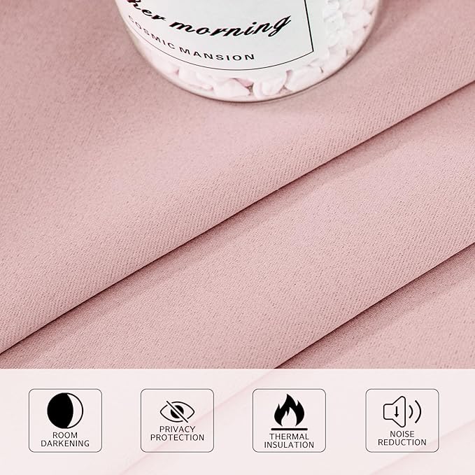 MYSKY HOME Pink Curtains for Living Room, 63 Inch Long Grommet Room Darkening Curtain for Girls Bedroom, Amazing Triple Weave Thermal Insulated Blackout Curtain, 1 Curtain Panel, 42 x 63 Inch, Pink - Image 4