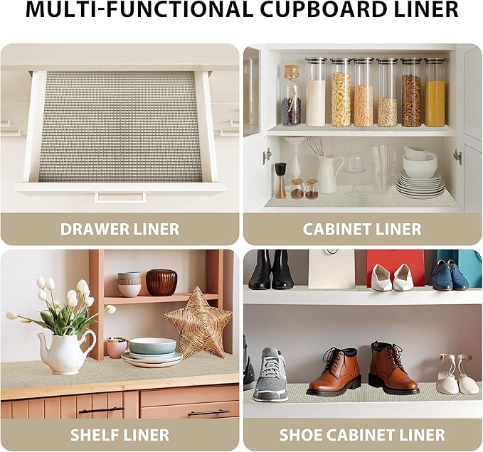 Shelf Liners for Cabinets-Drawer Liner Cabinet Liners for Shelves Kitchen,Non-Adhesive,Non-Slip,Dark Beige,12 x 48 inch - Image 4
