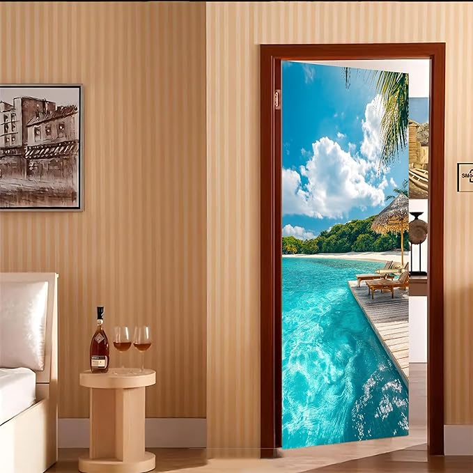 3D Door Decals Stickers Peel Stick Wall Murals Vinyl Wallpaper Self-Adhesive Mural Door Covers Decorative for Furniture Home Decor Wrinkle-Resistant Waterproof - Image 7