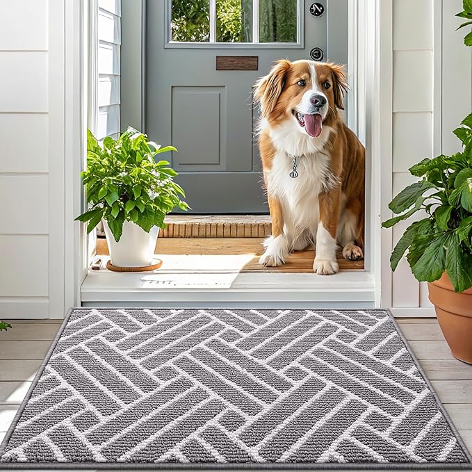 OLANLY Indoor Door Mat, 32x20 Inch, Dirt Resistant and Absorbent, Non-Slip Rubber Backing Floor Mats, Easy Clean Low-Profile Doormat for Entryway, Front Door, and Inside Entrance, Grey - Image 6