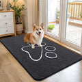 OLANLY Dog Door Mat for Muddy Paws 45x27, Paw Print Design, Absorbs Moisture and Dirt, Absorbent Non-Slip Washable Doormat, Quick Dry Chenille Mud Mat for Dogs, Entry Indoor Entryway Carpet, Dark Grey by OLANLY