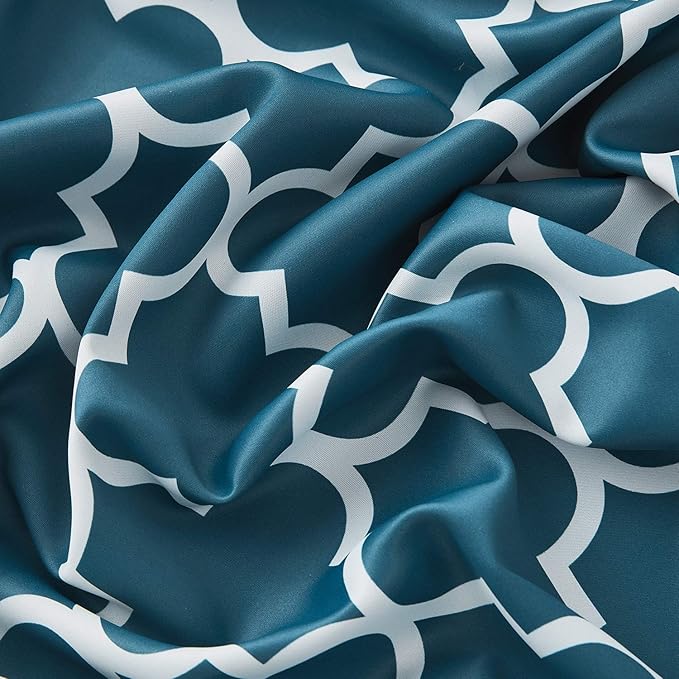 HLC.ME Lattice Print 63 Inch Blackout Curtains - Thermal Insulated Sleep Well Room Darkening Grommet Window Drapes Curtain Panels for Bedroom - Dark Teal Blue - Set of 2-52 x 63 Inch Length - Image 7