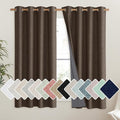 NICETOWN Coffee Vintage Linen 100% Blackout Curtains for Living Room, Thermal Insulated Curtains 48" Long, Noise Reducing Window Treatment Drapes for Hall Room, 52" Wide Per Panel, Set of 2 by NICETOWN