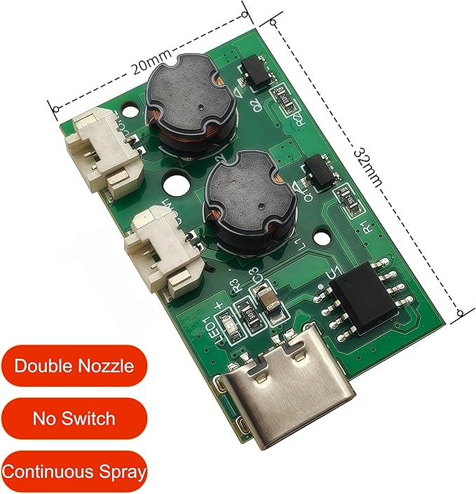 2Pcs DC5V Humidifieration Atomization Disc Type-C Interface 1 To 2 Double Nozzle Spray No Switch Humidifier Module DIY Atomization Control Drive Circuit Board - Image 3