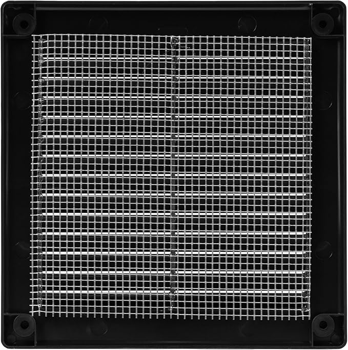6" x 6" (Outer Size) Square Air Vent Cover – Black Plastic Vent Deflector - Screen Mesh, Surface Mount Wall Ceiling – Cold Air Return Soffit Air Vent Cover - Register Indoor Outdoor - Image 9