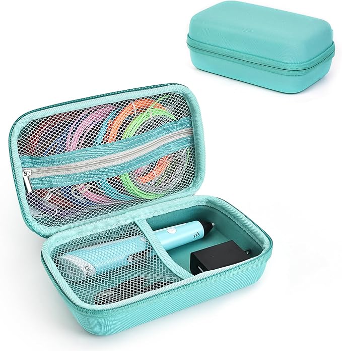 Case Compatible with 3Doodler Start+ Essentials for 3D Pen Set for Kids, Carrying Holder Fit for Printing Pens, Storage Organizer for Printing Filament Refill, Micro-USB Charger (3D-04B-Light Blue) by TATAVR