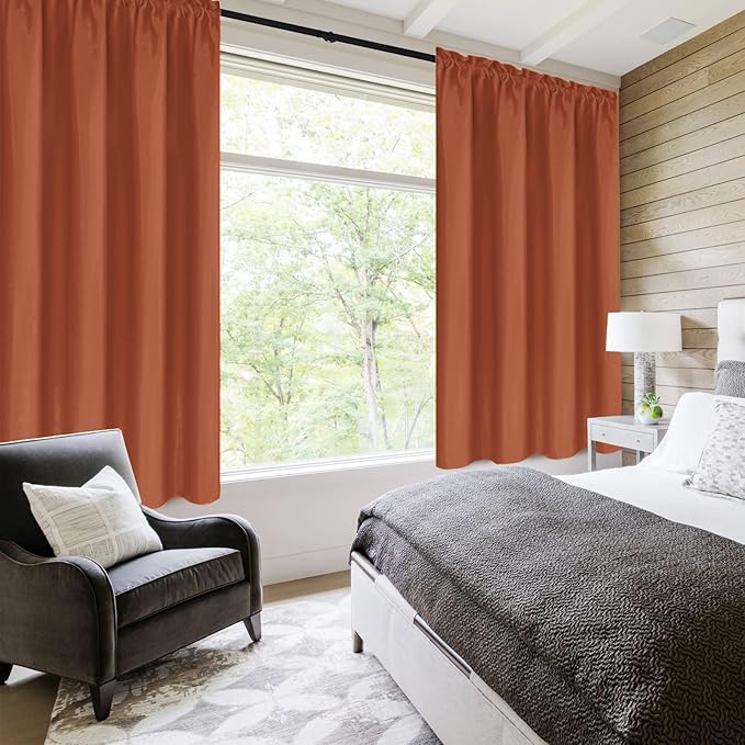 DWCN Blackout Curtains Thermal Insulated, Energy Saving & Noise Reducing Bedroom and Living Room Curtains, Burnt Ochre, W 38x L 54 Inch, Set of 2 Rod Pocket Curtain Panels - Image 2