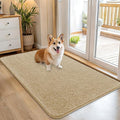 OLANLY Dog Door Mat for Muddy Paws 45x27, Absorbs Moisture and Dirt, Absorbent Non-Slip Washable Doormat, Quick Dry Chenille Mud Mat for Dogs, Entry Indoor Entryway Carpet for Inside Floor, Beige by OLANLY