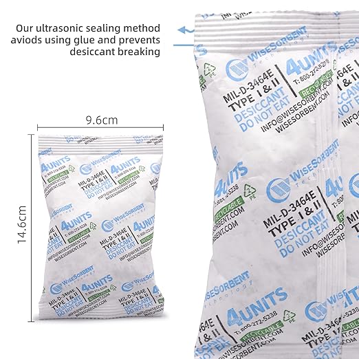 20 PackS 4 UNIT Clay Dessicant Packets, Dehumidifier for Gun Safe, Bucket Moisture Control, Montmorillonite Moisture Absorbers for Food Storage, Conforms to MIL-D-3464E Type I & II Absorbents - Image 2