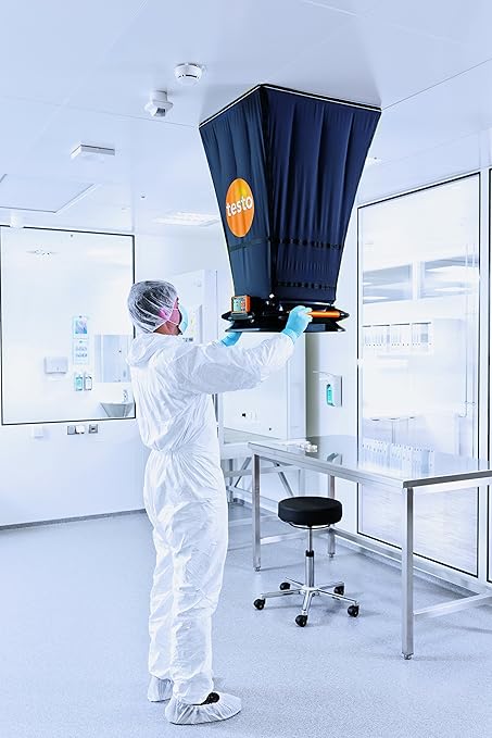 Testo 420 Flow Hood – Airflow Meter HVAC for Air Velocity, Volume Flow, Temperature & Relative Humidity – CFM Meter for Airflow HVAC with Tiltable Display, Bluetooth, and App Compatibility - Image 5