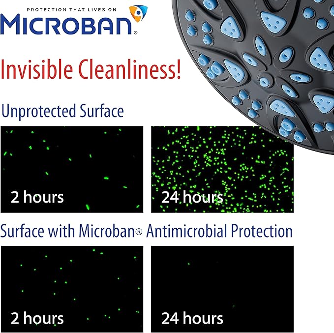 AquaDance Antimicrobial – Anti-Clog High-Pressure 6-Setting Head with Microban Nozzle Protection from Growth of Mold, Mildew & Bacteria for Stronger Shower 4", Aqua Blue Jets - Image 3