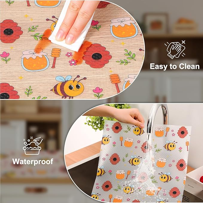 Cooyes Shelf Liner – Non-Slip Cabinet & Drawer Liner for Kitchen – Non-Adhesive Waterproof Shelf Paper with Modern Pattern – Durable EVA Cabinet Mat – Easy to Cut (Buff,23.6" W x 118" L) - Image 5