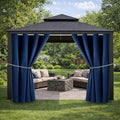 Outdoor Indoor Curtains W52 x L108 for Patio - Weather-resistant Window Panels Privacy Protect Grommet Top Thermal Insulated Home Curtain for Porch Pergola Lawn Garden Hot Tub Area (Navy, 2 Panels) by DivaenCamino