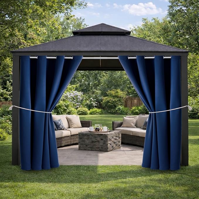 Outdoor Indoor Curtains W52 x L72 for Patio - Weather-resistant Window Panels Privacy Protect Grommet Top Thermal Insulated Home Curtain for Porch Pergola Lawn Garden Hot Tub Area (2 Panels) by DivaenCamino