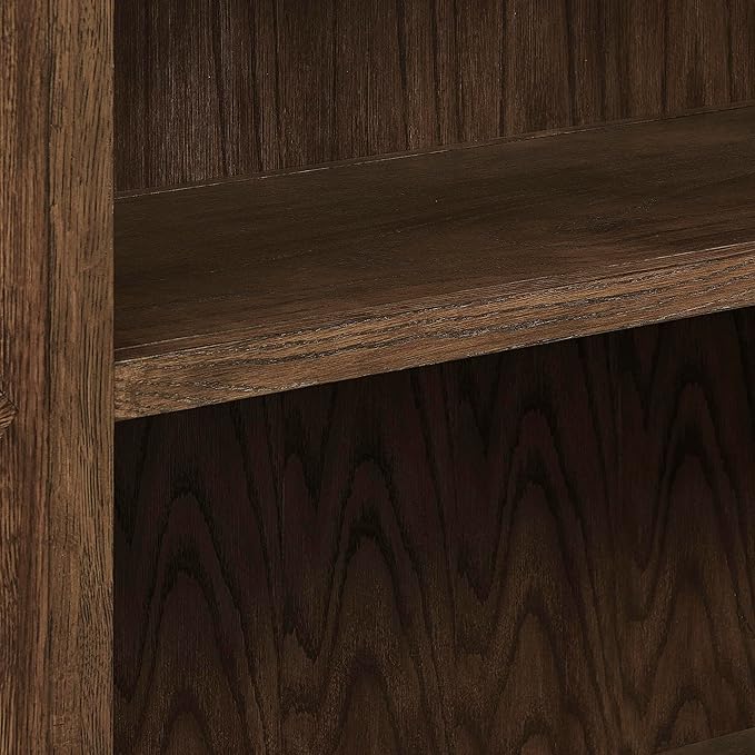 Modway Anwen 79" Wood Display Cabinet with Glass Doors in Walnut – Modern China Cabinet with Arched Door Detail – Large Curio Cabinet for Collectibles - Image 9