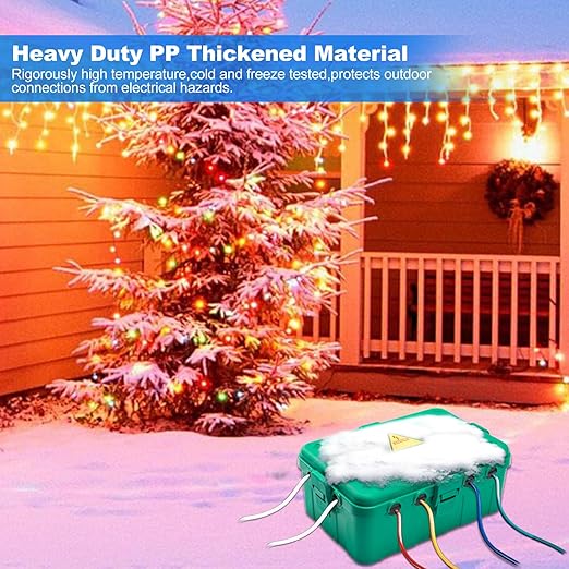 Hrensaw Large Outdoor Electrical Box(12.5x8.5x5inch),IP54 Waterproof Outdoor Outlet Covers,Weatherproof Extension Cord Covers Protect Outlet,Plug,Timer,Power Strip,Holiday Light,Green - Image 6
