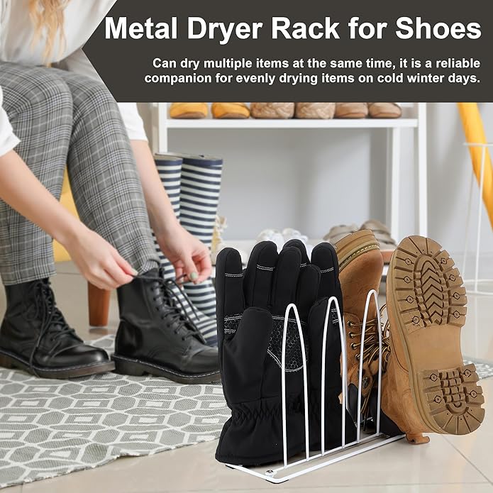 2 Pack Metal Shoe Drying Rack, Shoes, Boot, and Glove Drying Rack, Dryer Racks for Shoes and Dryer Shoe Racks Inside Dryers (White) - Image 6