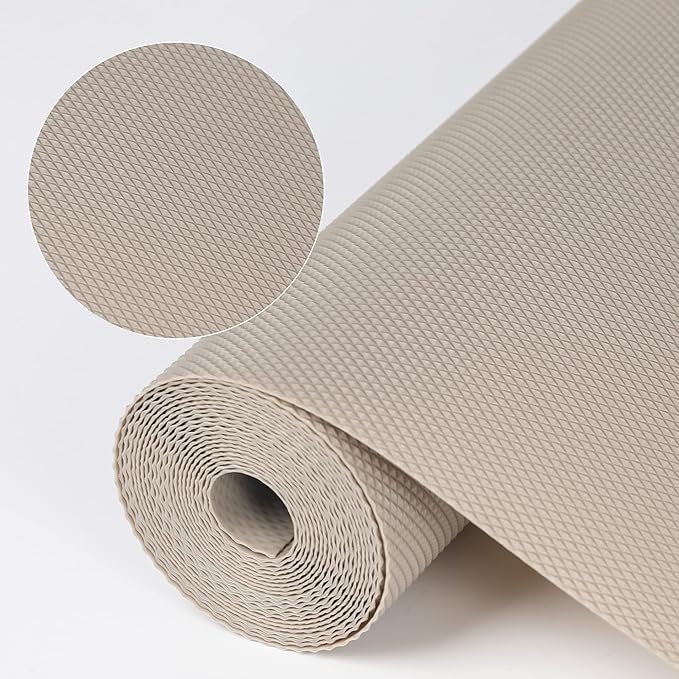 Kitchen Shelf Liner Drawer Liners, Non-Adhesive Refrigerator Liners Waterproof Fridge Mats with Strong Durable Kitchen Cabinets Mat for Drawers, Shelves, Pantry Khaki by HooTown