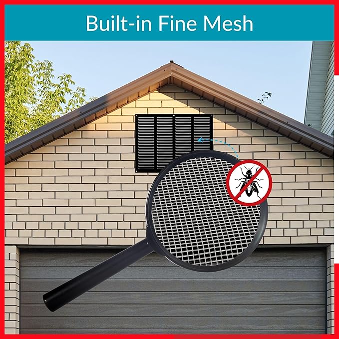 14x8 Vent Cover (duct opening) - Black HVAC Return Air Grille for Wall and Ceiling - Metal AC Vent Cover with Mesh - Rectangular Ventilation Register - External Dimensions: 15.75" W x 11.81" H - Image 3