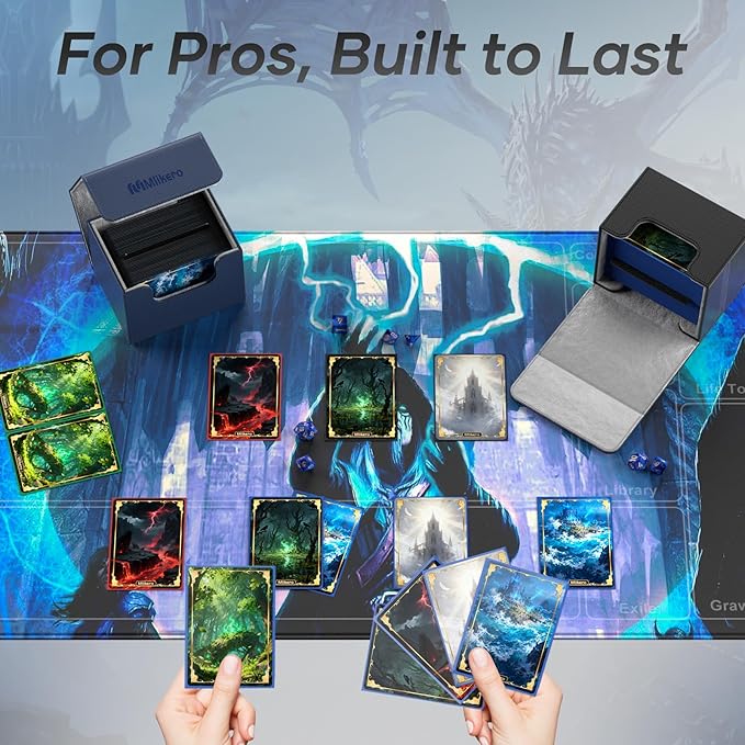 Mlikero Card Deck Box, Commander Deck Box Holds 100+ Double-Sleeved Cards with 4 Dividers, Leather Magnetic Closure Card Box Fit for MTG, TCG (Black) - Image 6