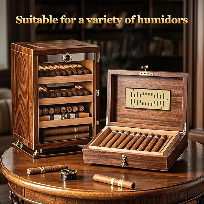High-end Cigar Humidifier, Rectangular Cigar Humidifier Regulator with Manual Humidity Control Function, Cigar's Guardian Expert to Keep Cigars Fresh (Gold) - Image 6