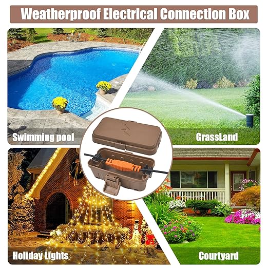 Hrensaw Small Weatherproof Electrical Connection Box(6 x 3.5 x 2.2inch),Outdoor Electrical Box,Waterproof Extension Cord Covers for Plug, Extension Cables, Holiday Lights,Brown - Image 6