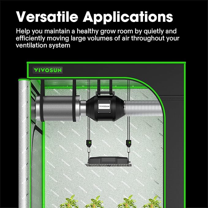 VIVOSUN R4 4 Inch 190 CFM Inline Duct Ventilation Fan with Variable Speed Controller for Grow Tent (Pack of 2) - Image 2