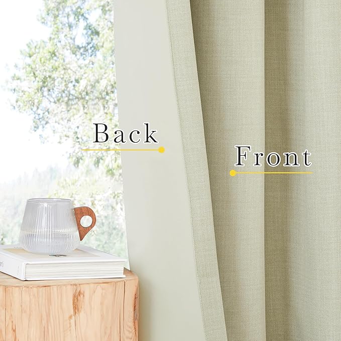 NICETOWN Room Darkening Faux Linen Beige Curtains 120 inches Long, Pinch Pleated Light Blocking Noise Reducing Thermal Insulated Curtains for Living Room/Bedroom, W52 x L120, 2 Panels - Image 9