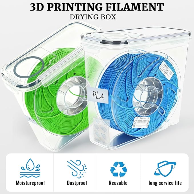 Filament Storage Box, 4 Pack Filament containers. This 3D Printer Filament Storage Box Features a Secure Sealing System That Keeps Them Waterproof and dust-Proof, Keeping Them Organized (4.0 L). - Image 2