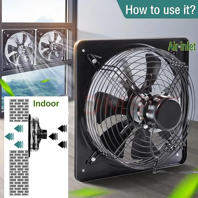 16 Inch Wall Window Exhaust Fan Wall Mounted Ventilation Fan 1040 CFM High-Speed1560 RPM Basement Extractor Fan Industrial Fan for Home Garage Office Commercial Use (16 Inch+Speed Control) - Image 6