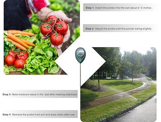 XLUX Soil Moisture Sensor Meter Water Monitor, Hygrometer for Gardening, Farming,Plants, No Batteries Required, 2 Pack - Image 4