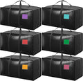 6 Pack Extra Large Heavy Duty Moving Bags with Reinforced Zipper & Wide Handles, Moisture-Resistant Storage Bins Packing Cubes for Clothes, College Dorm, Travel, and Home Organization, Black by Unknown