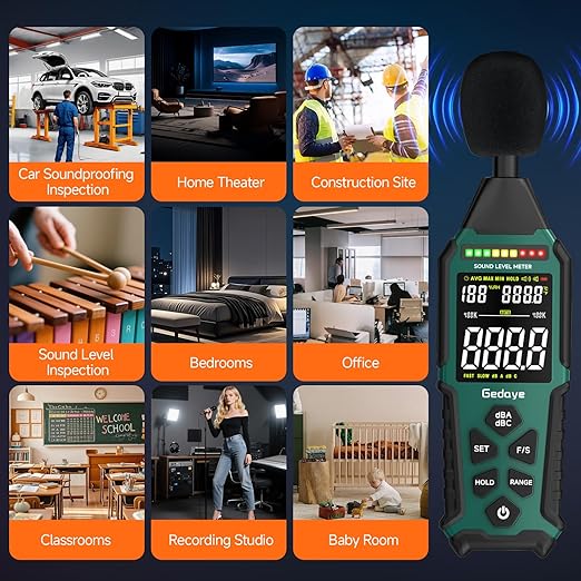 Power Supply Available Decibel Meter, Gedaye Sound Level Meter, A/C Weighted SPL Meter, Noise Measure Device 30-130dB, Noise Detector Sound Monitor Decibel Reader Classroom Factory Noisy Neighbor - Image 9