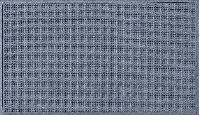 WaterHog Squares Front Door Mat Indoor Outdoor Entrance, Absorbent All-Weather Doormat with Non-Slip Rubber Backing, Dirt & Moisture Trapper, Low Profile, Easy Clean, Made in USA, 45.5"x70" Bluestone by WaterHog