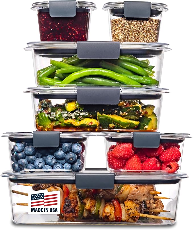 Rubbermaid Brilliance Food Storage Containers, 14 Piece Plastic Containers with Lids, BPA-Free, Leak Proof, Clear by Rubbermaid