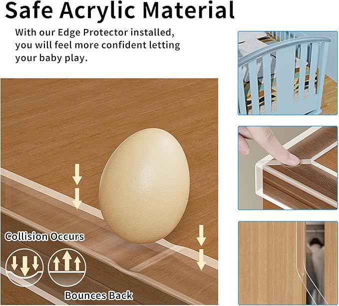 2 in x 16.4 ft,Clear Edge Protector Strip Sharp Edge Wrap Cover Tape with 6 Corners,Soft Corner Protectors Baby Proof, Furniture Corner Guard & Edge Safety, Edge Protector for Table and Fireplace - Image 7