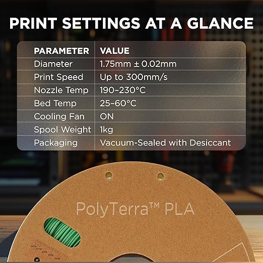 Polymaker Matte PLA Filament Forest Green 1.75mm 1kg 3D Printing Filament, PolyTerra 3D Printer PLA Filament - Image 6