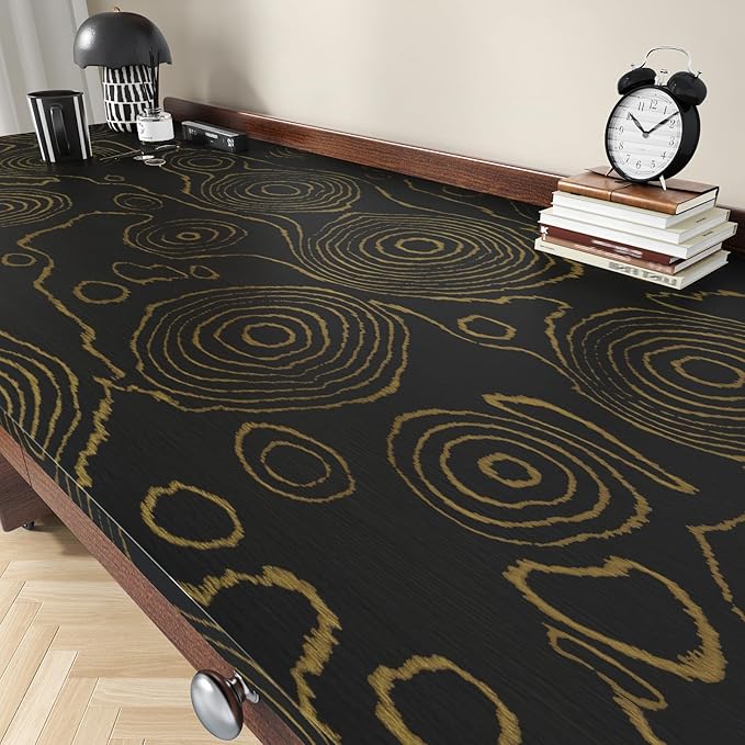 WESTICK 24" x 120" Large Black/Gold Wood Contact Paper for Tables Vintage Wood Peel and Stick Wallpaper Self Adhesive Waterproof Wooden Grain Contact Paper for Countertops Office Desk Kitchen Cabinets by WESTICK