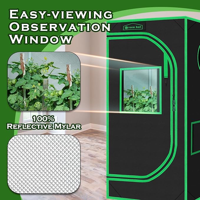 Grow Tent 24"x24"x48" 600D Mylar Hydroponic Indoor Grow Tents with Observation Window, Removable Floor Tray and Tool Bag for Indoor Plant Growing 2x2 - Image 4