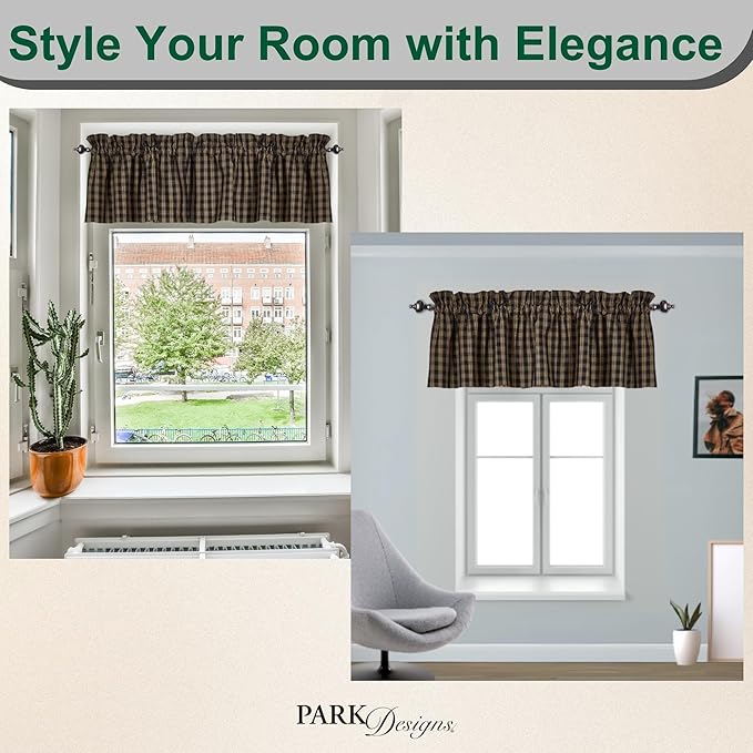 Park Designs Farmhouse Kitchen Valances for Windows - Sturbridge Navy | Fall Decor Window Valance Curtain | Plaid Curtain Windows | 72"x14" - Image 5