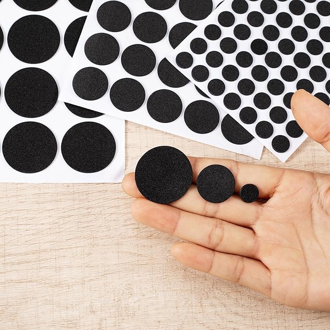 456 Pcs Small Felt Furniture Pads, Self-Adhesive EVA Foam Dot Circles, Round Felt Furniture Stickers for Desks Drawers Vases Photo Frames Cabinets Doors-Black (0.39'', 0.78'', 1.18'') - Image 3