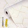 Shelf Liners for Kitchen Cabinets Non Adhesive Shelf Liner Paper Non-Slip Thickened Drawer Liner Easy to Clean for Tool Box Refrigerator with Knife and Tape Measure, Gold Geometric, 17.3 x 354.3 in by Oneoftheworld