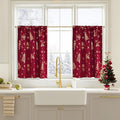 NICETOWN 2 Panels Christmas Cafe Curtains for Kitchen, Red Rod Pocket 29 x 36 Inch Short Curtains for Small Window Treatment, Holiday Xmas Decor Tiers for Bathroom, Dining Room by NICETOWN