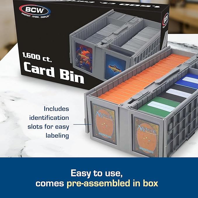 BCW Collectible Card Bin – (Single, Gray) | Holds up to 1600 Cards | Plastic Storage Box for Pokémon, MTG & Sports Cards - Image 4
