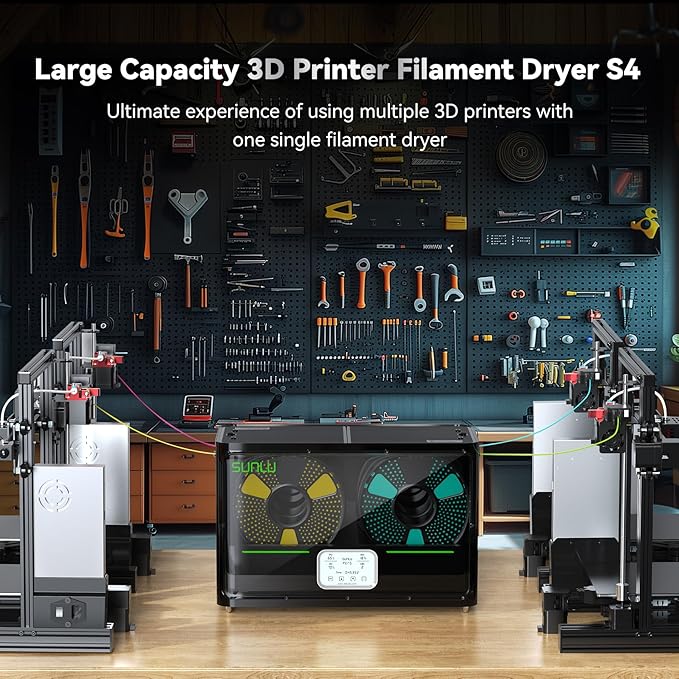 SUNLU Official Filament Dryer S4, 4 Spools Capacity, Efficient Heating to 70℃, 350W PTC Heater 3D Filament Dehydrator, Compatible with Nylon TPU PLA PETG ABS Filament 1.75/2.85/3.0mm, Black - Image 9