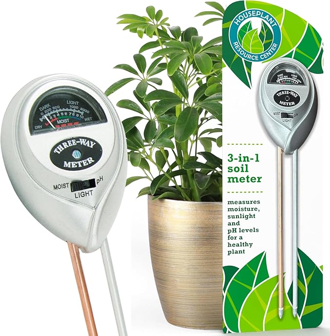 Houseplant Health Meter – 3-in-1 Tool to Prevent Overwatering, Root Rot & Leaf Burn | Test Soil Moisture, Sunlight & pH | Simple, Easy, Battery-Free | Suitable for Indoor, Outdoor & Potted Plants by HouseplantResourceCenter
