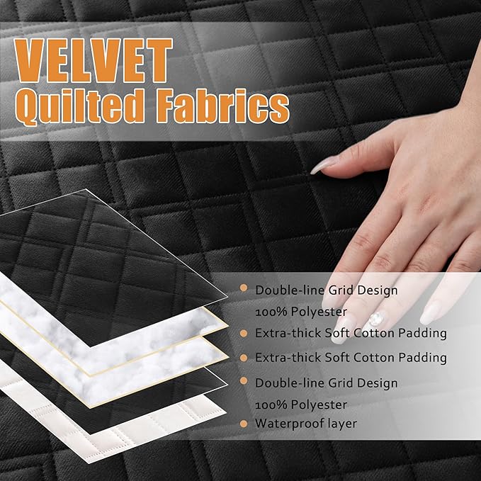 Arfntevss Waterproof Sectional Couch Covers L Shape Washable Velvet Sofa Cover for Sectional Non Slip Large Corner Slipcovers Dog 6 Pcs Universal U Shaped Furniture Protector (Black, X-Large) - Image 3
