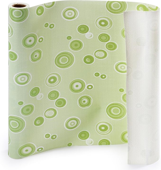 FIFTY FEET 12X120 Inch Shelf Liner for Kitchen Cabinets, PVC Drawer Liner for Dresser Non-Slip Bathroom, Non-Adhesive Cabinet Liner Washable (Green Bubble)(1 Roll) by FIFTYFEET