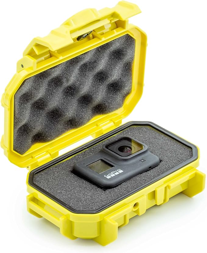 52 Dry Box Protective Case with Pick & Pluck Foam - Travel Safe / Mil Spec / Waterproof / USA Made - for Pistols, Cameras, Phones, Camping, Fishing, Hiking, Traveling, Water Sports, Knives (Yellow) by EvergreenCases