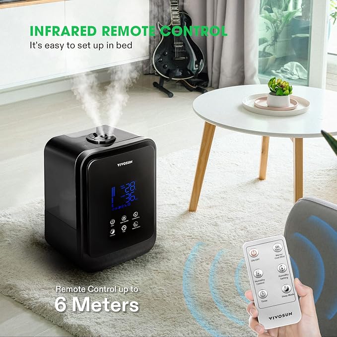 VIVOSUN 4.5L 2-in-1 Cool & Warm Mist Ultrasonic Humidifier with Essential Oil Box & Remote Control for Bedrooms, Offices, Plants, Babies, Dryness, and Skincare - Image 3